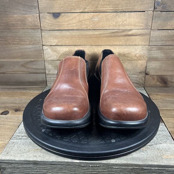 Dansko Jocelyn Womens Size 7 Brown Leather Comfort Platform Chunky Loafer Shoes - Picture 2 of 10